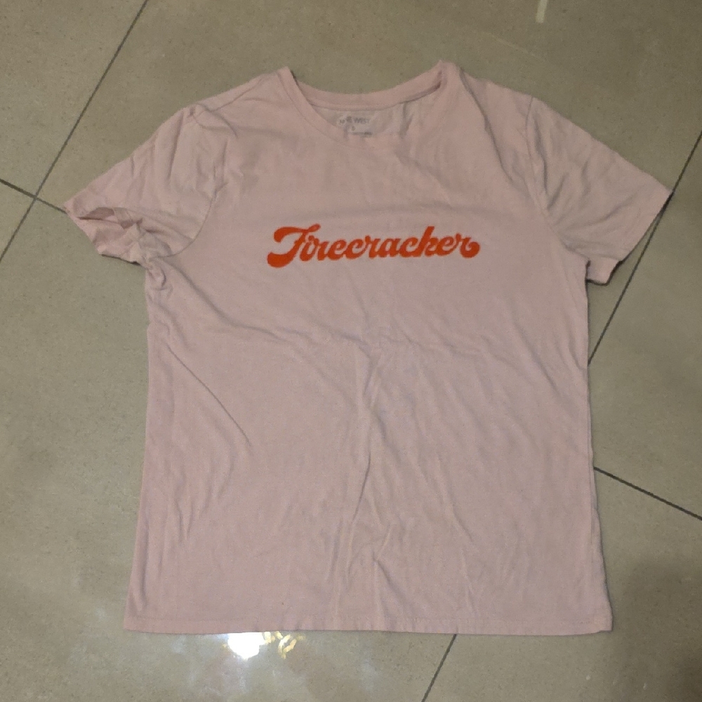 Nine West Pink Tee with Orange Script